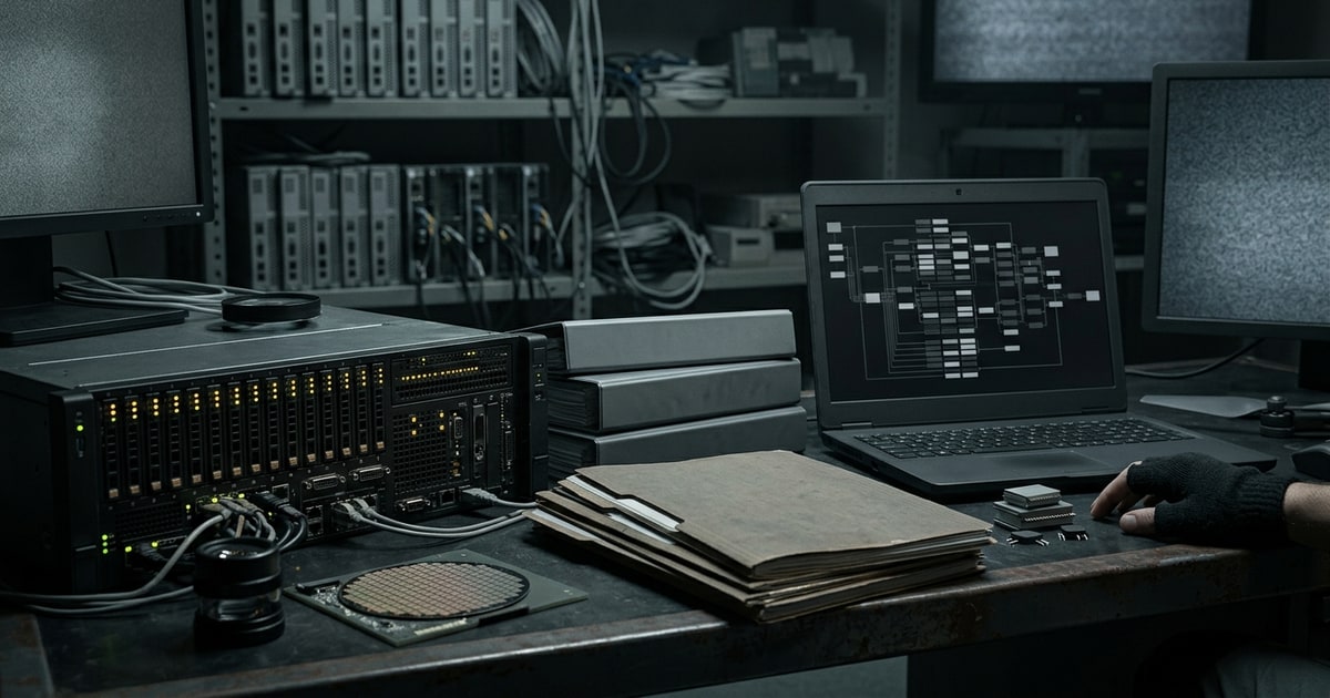 Austere editorial image representing the Pressure Systems edition “Palantir Kinetics, TSMC Chokepoints, and Covert Cartel Violence”.