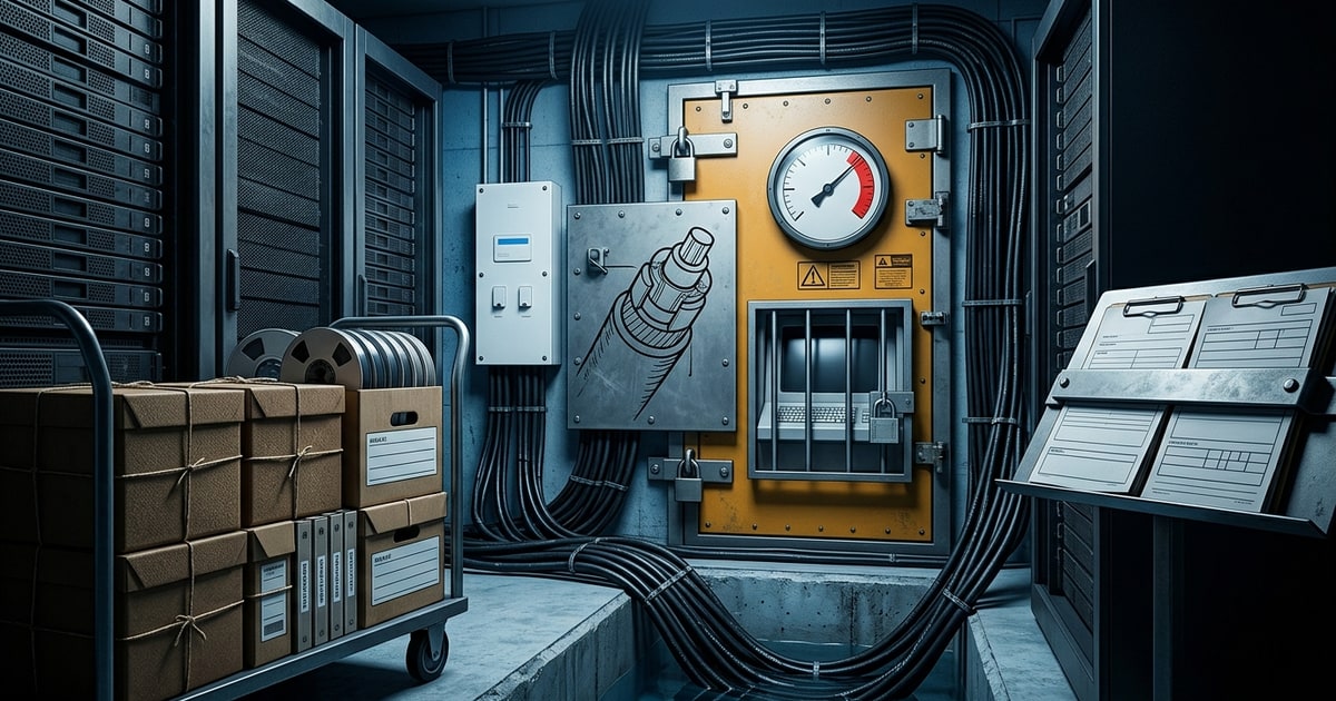 Austere editorial image representing the Pressure Systems edition “Undersea Cables, Authoritarian AI, and African Capture”.
