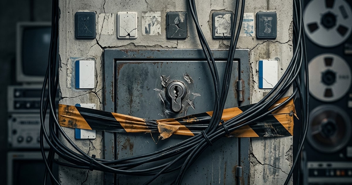 Austere editorial image representing the Pressure Systems edition “Indirect Spying, Signal Jamming, and the Repair Wars”.