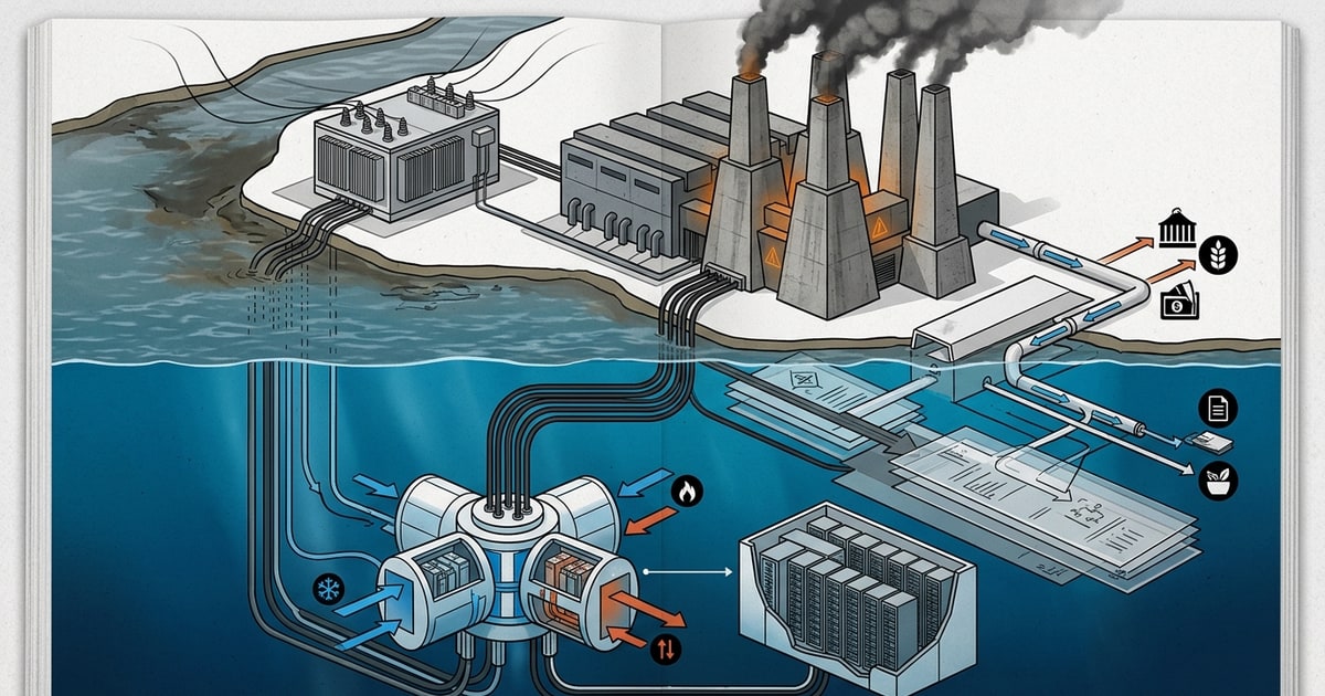 Austere editorial image representing the Pressure Systems edition “The political economy of compute comes into focus as China builds underwater data centers”.