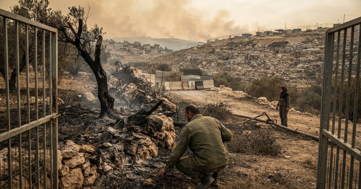 Austere editorial image representing the Pressure Systems edition “West Bank Sieges and Wildfires Ignite Regional Confinement”.