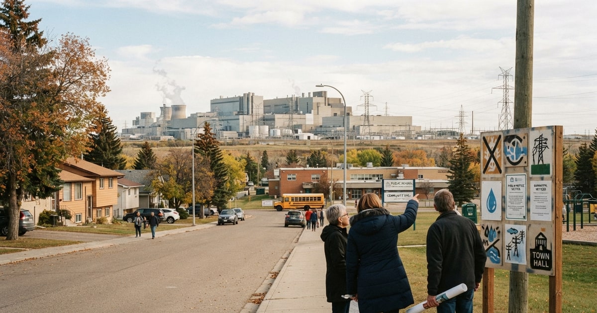 Austere editorial image representing the Pressure Systems edition “Alberta Towns and Ontario Municipalities Fight AI Data Centers”.