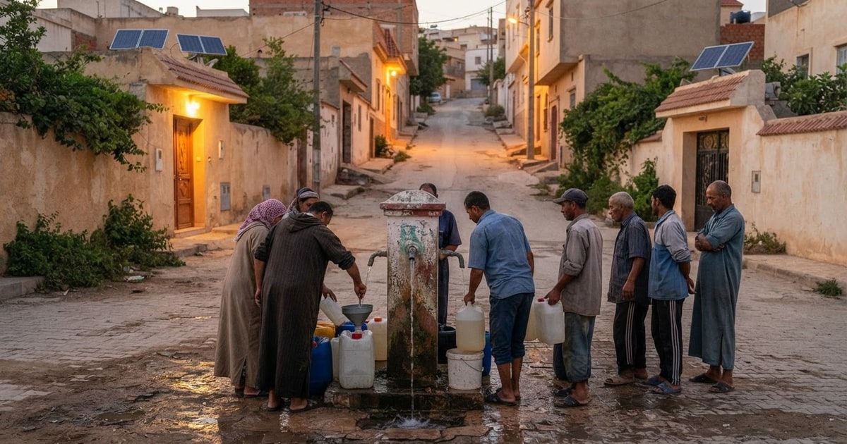 Austere editorial image representing the Pressure Systems edition “Tunisia Water Protests and Judicial Crackdowns Collide With Economic Crisis”.
