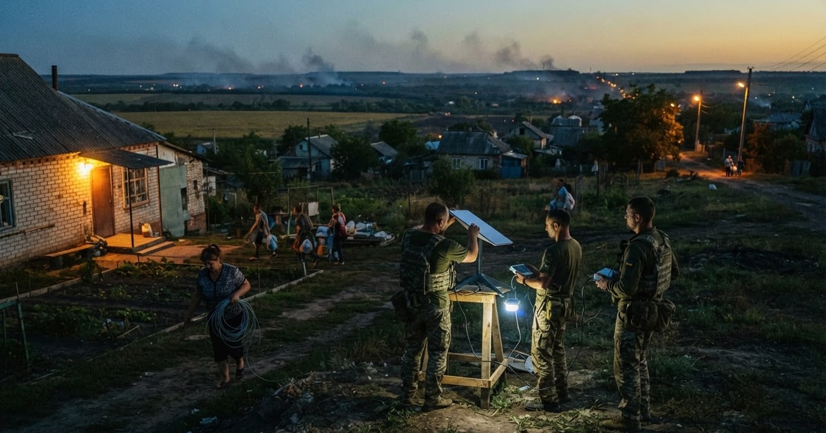 Austere editorial image representing the Pressure Systems edition “SpaceX Throttles Frontline Starlink Terminals in Ukraine”.