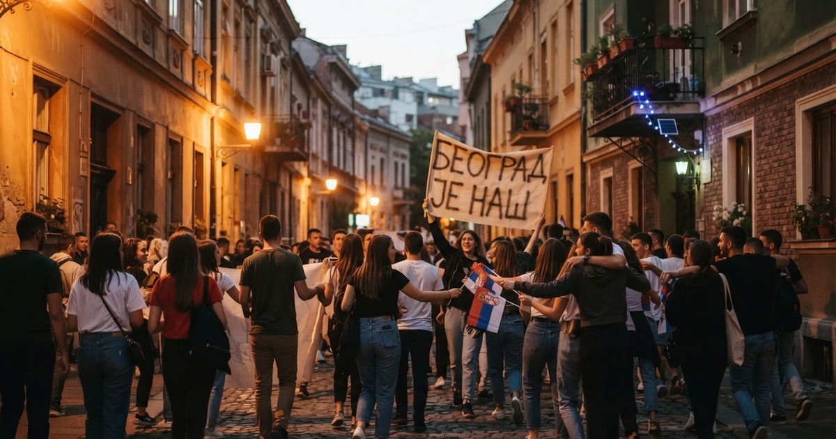 Austere editorial image representing the Pressure Systems edition “Belgrade Students Defeat Vucic as Youth Unrest Multiplies”.